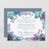 Carte D'accompagnement Boîtier de Mariage floral bleu-duché (Devant / Derrière)