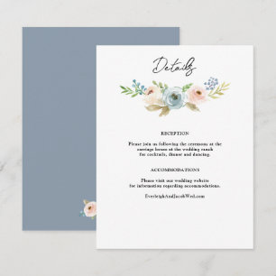Carte D'accompagnement Boîtier de Mariage floral rustique bleu foncé