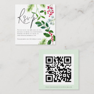 Carte D'accompagnement Boîtier de mariage RSVP de mariage QR pour hiver 