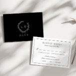 Carte D'accompagnement Boîtier de Mariage RSVP noir blanc monogramme<br><div class="desc">Carte d'enceinte RSVP pour mariage classique et élégant en monogramme.</div>