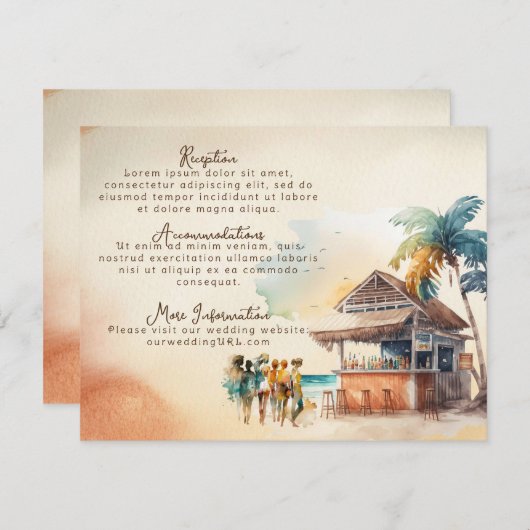 Carte D'accompagnement Boîtier de mariage Watercolor Beach (Devant / Derrière)