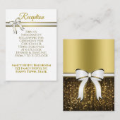Carte D'accompagnement Boîtier de réception de mariage blanc et or Ruban (Devant / Derrière)