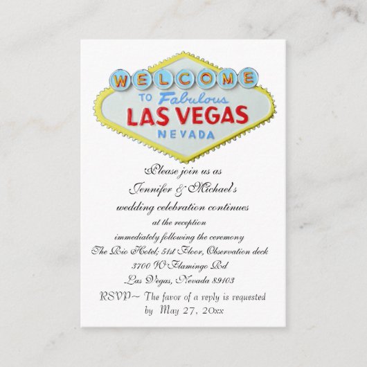 Carte D'accompagnement Boîtier de réception de mariage de Las Vegas (Devant)