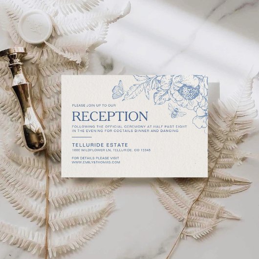 Carte D'accompagnement Boîtier de réception de mariage floral Chinoiserie