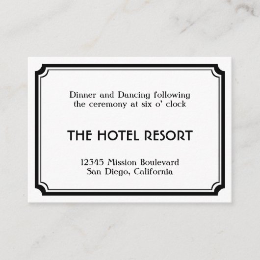 Carte D'accompagnement Boîtier de réception de mariage rétro art déco noi (Devant)