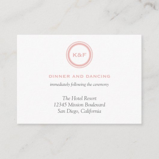 Carte D'accompagnement Boîtier de réception de mariage rose pâle (Devant)