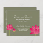 Carte D'accompagnement Boîtier de réception de mariage vert lotus rouge (Devant / Derrière)