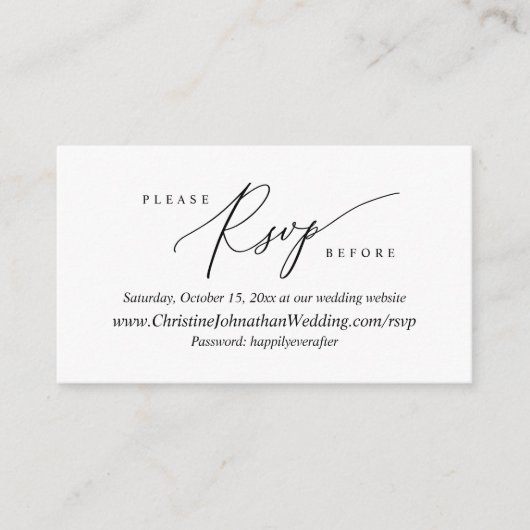 Carte D'accompagnement Boîtier de script noir simple moderne en ligne RSV (Devant)