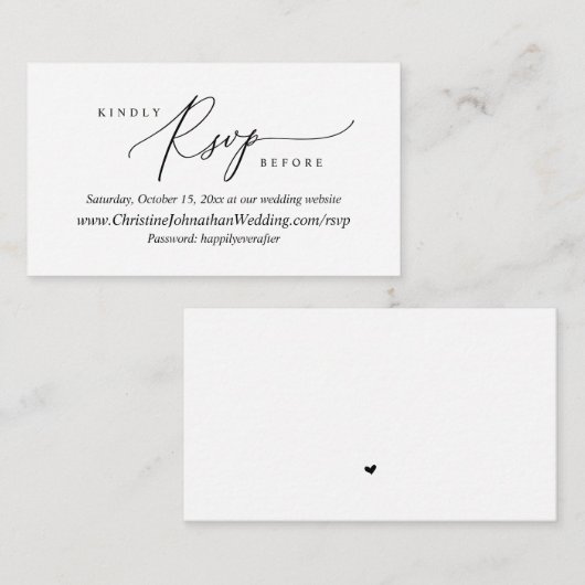 Carte D'accompagnement Boîtier de script noir simple moderne en ligne RSV (Devant / Derrière)