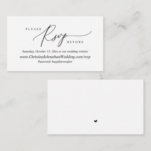 Carte D'accompagnement Boîtier de script noir simple moderne en ligne RSV (Devant / Derrière)