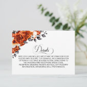 Carte D'accompagnement Boîtier Détails Mariage Floral Orange Brûlé (Debout devant)