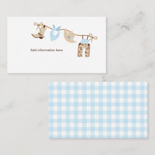 Carte D'accompagnement Boîtier d'information sur le Baby shower Cowboy