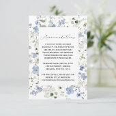 Carte D'accompagnement Boîtier Mariage floral bleu et blanc (Debout devant)