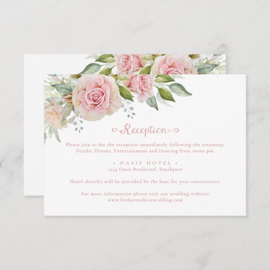 Carte D'accompagnement Boîtier Mariage rose (Devant / Derrière)