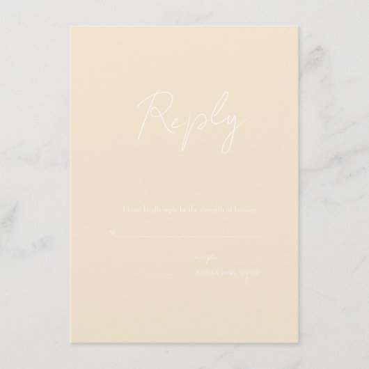 Carte D'accompagnement Boîtier Mariage RSVP Champagne Tone Terre (Devant)