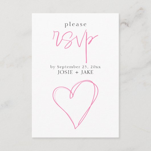 Carte D'accompagnement Boîtier rsvp coeur rose romantique (Devant)