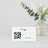 Carte D'accompagnement Boîtier RSVP de mariage de code QR simple script (Debout devant)