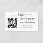 Carte D'accompagnement Boîtier RSVP de mariage de code QR simple script (Devant)