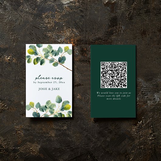 Carte D'accompagnement Boîtier rsvp mariage de la branche Eucalyptus