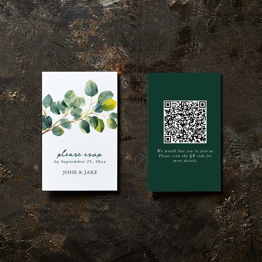 Carte D'accompagnement Boîtier rsvp mariage de la branche Eucalyptus
