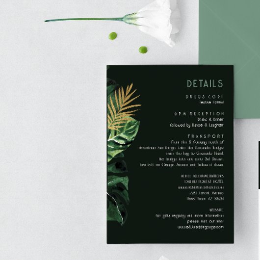 Carte D'accompagnement Boîtier vert poussiéreux feuille Palm moderne trop