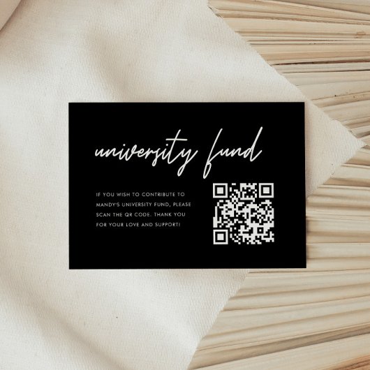 Carte D'accompagnement Bold Black University Fund QR Code Graduation