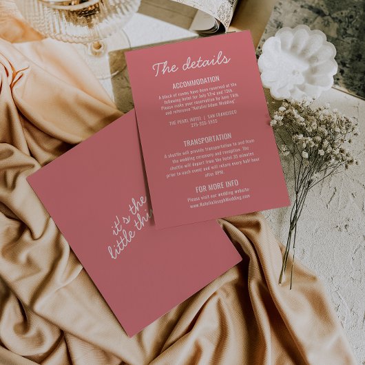 Carte D'accompagnement Bold Pink Modern Whimsical Wedding Details