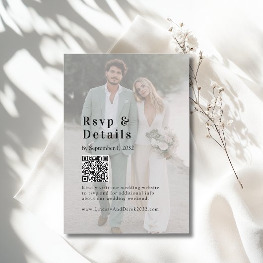 Carte D'accompagnement Bold Trending Photo Wedding QR Code RSVP Photo