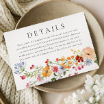 Carte D'accompagnement Bold Watercolor Wildflowers Wedding Details<br><div class="desc">Bold Watercolor Wildflowers Wedding Details Enclosure Card

See matching collection below</div>