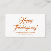 Carte D'accompagnement Bon thanksgiving citrouille script personnalisé él (Devant)