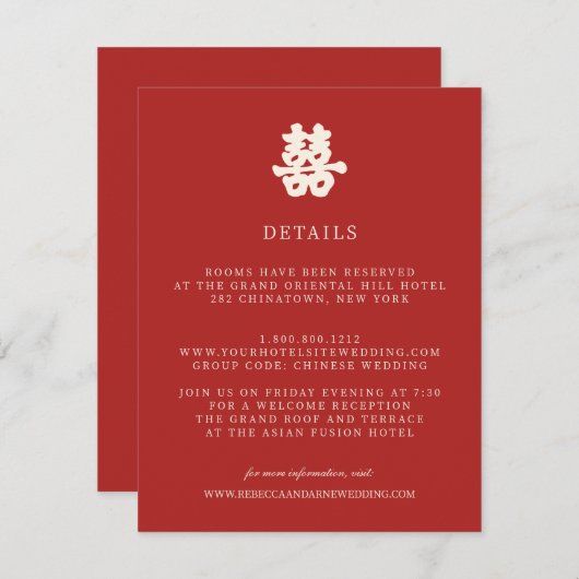 Carte D'accompagnement Bonheur double | Informations sur l'invité du MARI (Devant / Derrière)