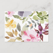 Carte D'accompagnement Bonne aquarelle Florales Réception de mariage (Dos)