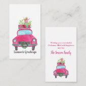 Carte D'accompagnement Bonnes Fêtes Classic Voiture Aquarelle (Devant / Derrière)