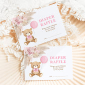 Carte D'accompagnement Bonnet de ballons roses Boho Teddy Bear Raffle
