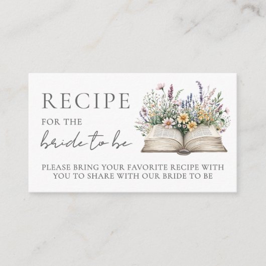 Carte D'accompagnement Book Bridal Shower Recipe (Devant)