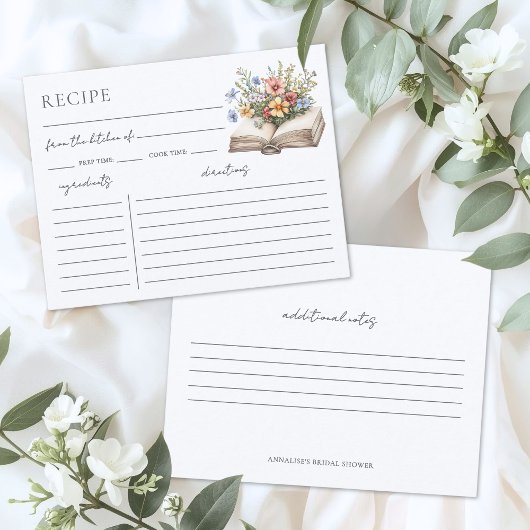 Carte D'accompagnement Book Bridal Shower Recipe Request Card