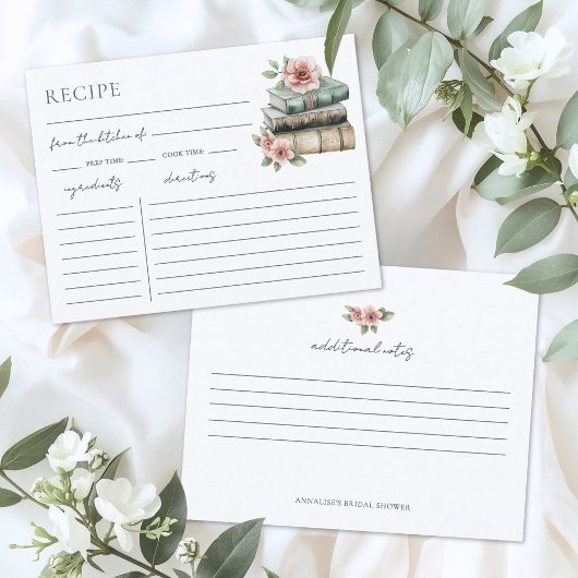 Carte D'accompagnement Book Bridal Shower Recipe Request Card