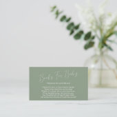Carte D'accompagnement Book Request Baby Shower Sage Green (Debout devant)
