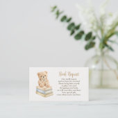 Carte D'accompagnement Book Request Neutral Teddy Bear Baby Shower Boho (Debout devant)