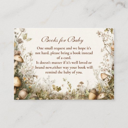 Carte D'accompagnement Books de forêt de champignons de bois pour bébé (Devant)