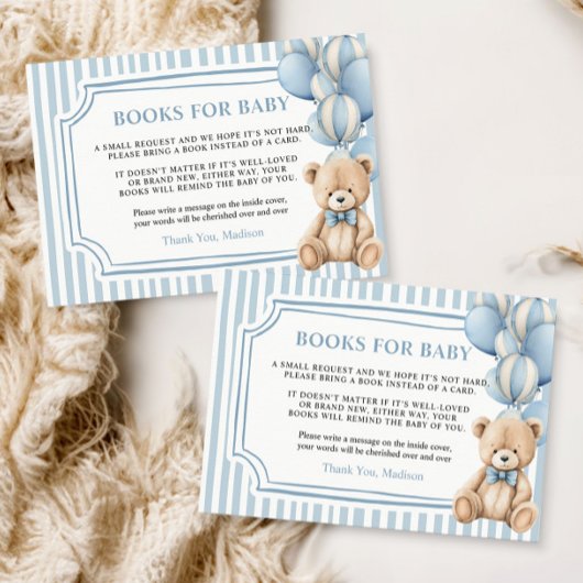 Carte D'accompagnement Books for Baby Card Blue Bear
