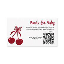 Books for Baby Card Cherry Baby Shower QR Wishlist