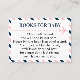 Carte D'accompagnement Books for Baby Request Pink Navy Boy Girl