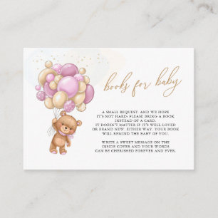Carte D'accompagnement Books for Baby Teddy Bear Balloons rose