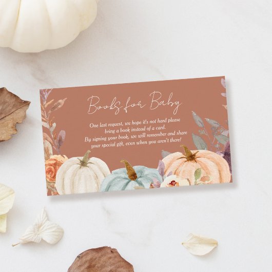 Carte D'accompagnement Books Request Fall Little Citrouille Baby shower