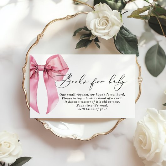 Carte D'accompagnement Books roses pour bébé Baby shower Coquette