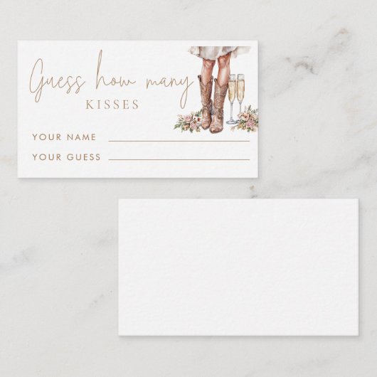 Carte D'accompagnement Boots & Bubbly Devinez combien de baisers jeu nupt (Devant / Derrière)