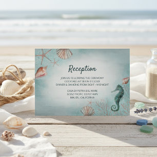 Carte D'accompagnement Bord de mer   Plage Bleu Nautique Mariage Réceptio