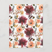 Carte D'accompagnement Bordo Peach Floral Mariage Détails de l'invité (Dos)