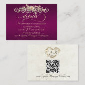 Carte D'accompagnement Bordure d'arc de rose, Code QR - Prune (Devant / Derrière)